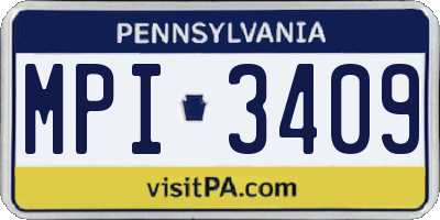 PA license plate MPI3409