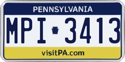 PA license plate MPI3413