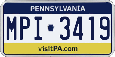PA license plate MPI3419