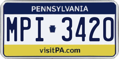 PA license plate MPI3420