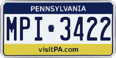 PA license plate MPI3422