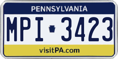 PA license plate MPI3423