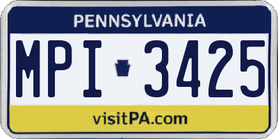 PA license plate MPI3425