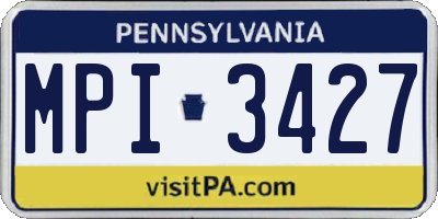 PA license plate MPI3427