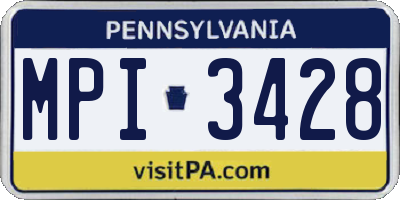 PA license plate MPI3428