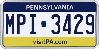 PA license plate MPI3429