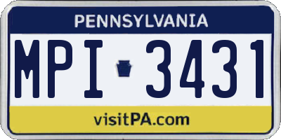 PA license plate MPI3431