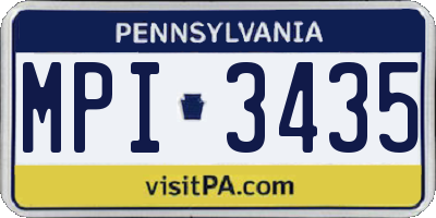PA license plate MPI3435