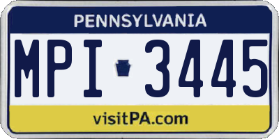PA license plate MPI3445