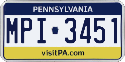 PA license plate MPI3451