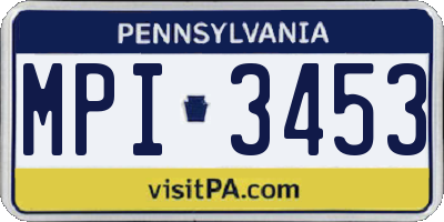 PA license plate MPI3453