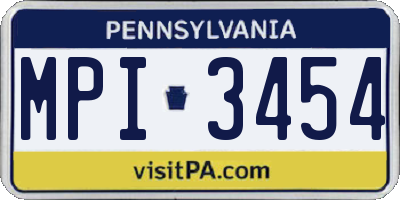 PA license plate MPI3454