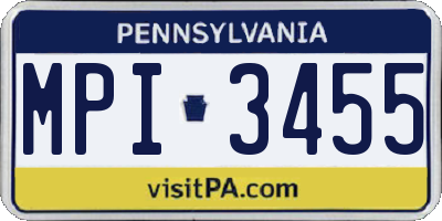 PA license plate MPI3455