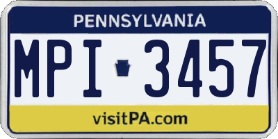 PA license plate MPI3457
