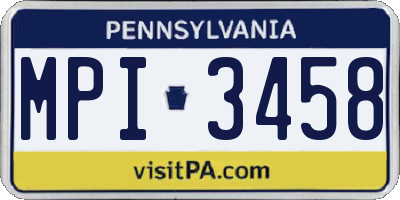 PA license plate MPI3458