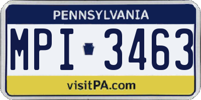PA license plate MPI3463