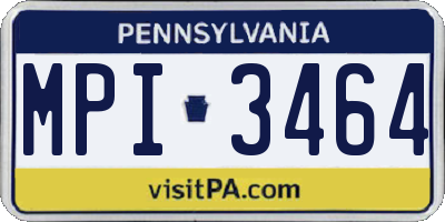 PA license plate MPI3464