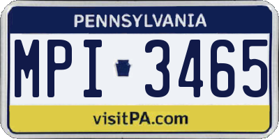 PA license plate MPI3465