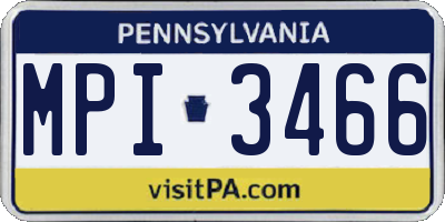 PA license plate MPI3466