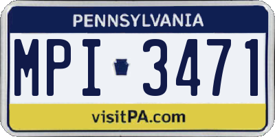 PA license plate MPI3471