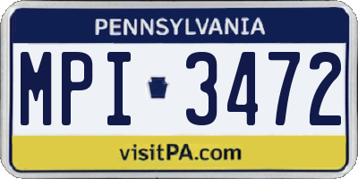 PA license plate MPI3472