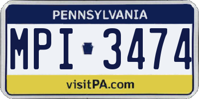 PA license plate MPI3474