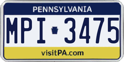 PA license plate MPI3475