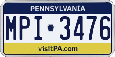 PA license plate MPI3476