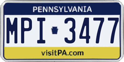 PA license plate MPI3477