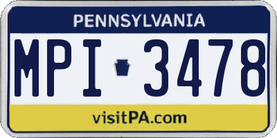 PA license plate MPI3478