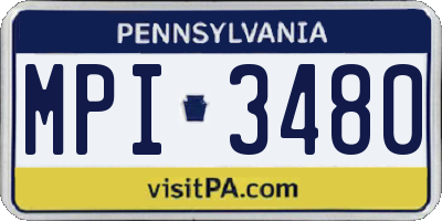 PA license plate MPI3480