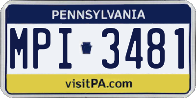 PA license plate MPI3481