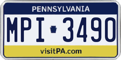 PA license plate MPI3490
