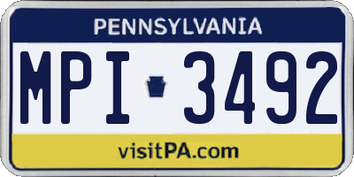 PA license plate MPI3492