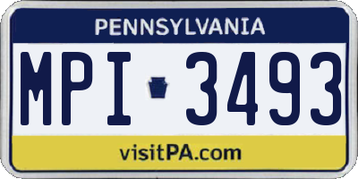 PA license plate MPI3493
