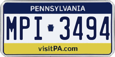 PA license plate MPI3494