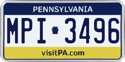 PA license plate MPI3496