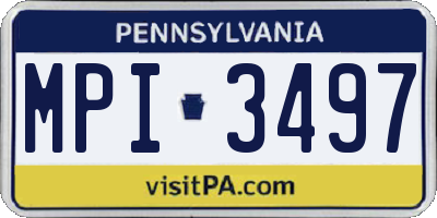 PA license plate MPI3497