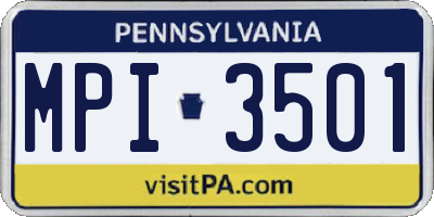 PA license plate MPI3501