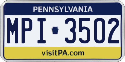 PA license plate MPI3502