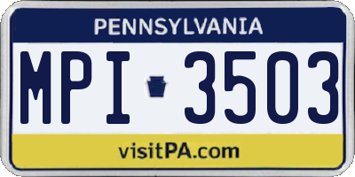 PA license plate MPI3503