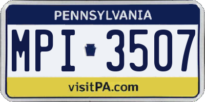 PA license plate MPI3507