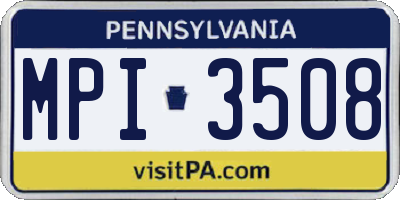 PA license plate MPI3508