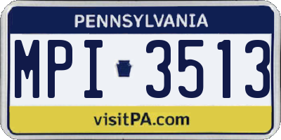 PA license plate MPI3513
