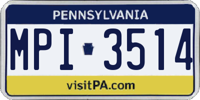 PA license plate MPI3514