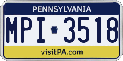 PA license plate MPI3518