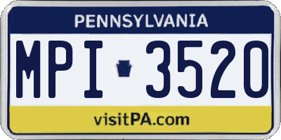 PA license plate MPI3520