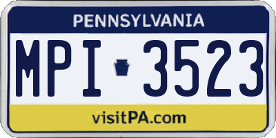 PA license plate MPI3523