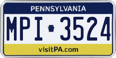 PA license plate MPI3524