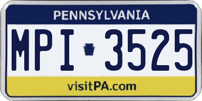 PA license plate MPI3525